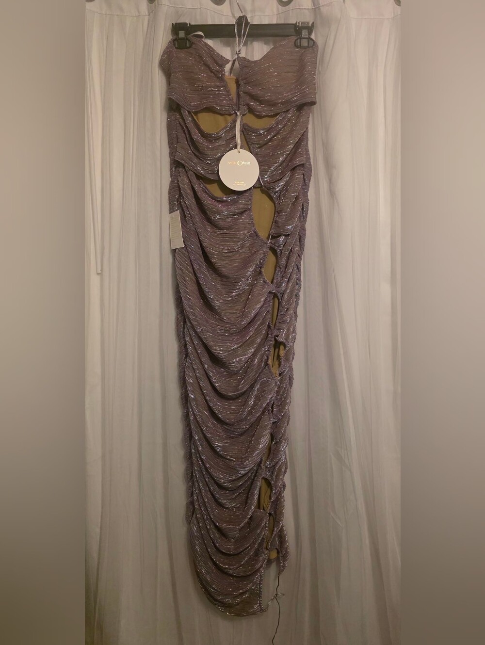 Miss Circle Ruched, Cut Out,Maxi Dress Sz XL- Purple